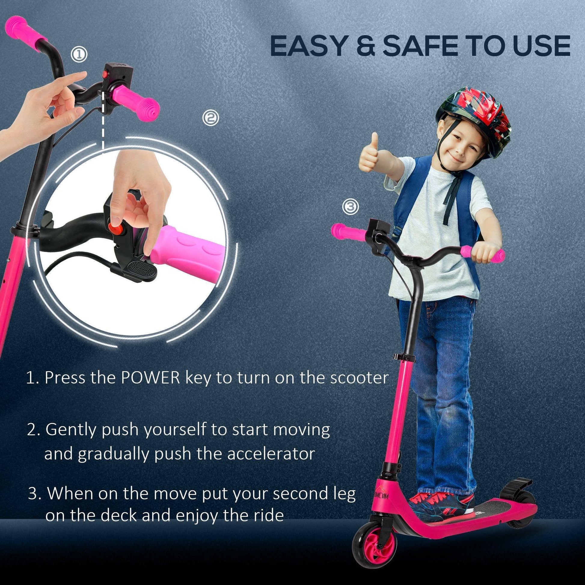 HOMCOM Pink Electric Scooter - 120W Motor, Battery Display - ALL4U RETAILER LTD