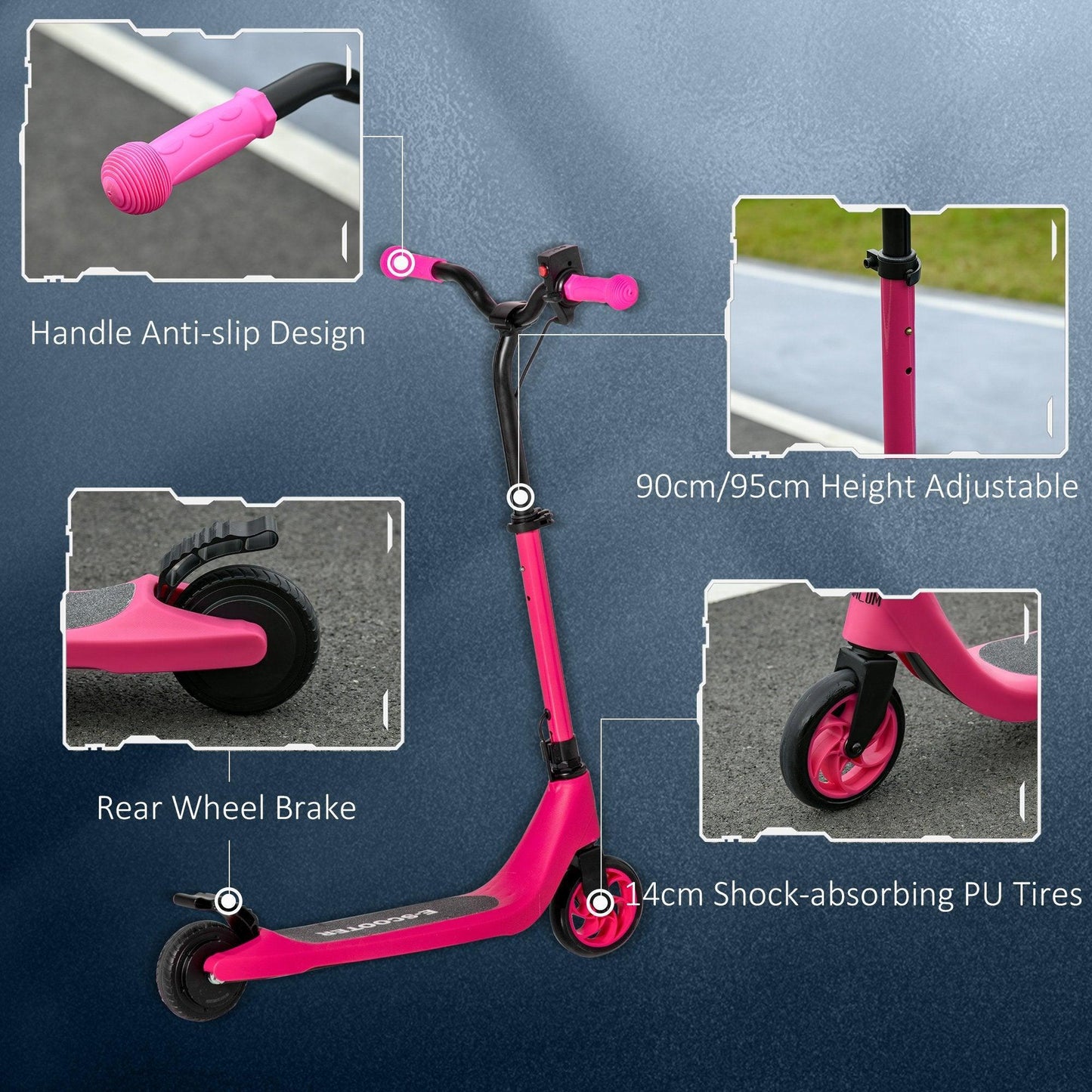 HOMCOM Pink Electric Scooter - 120W Motor, Battery Display - ALL4U RETAILER LTD