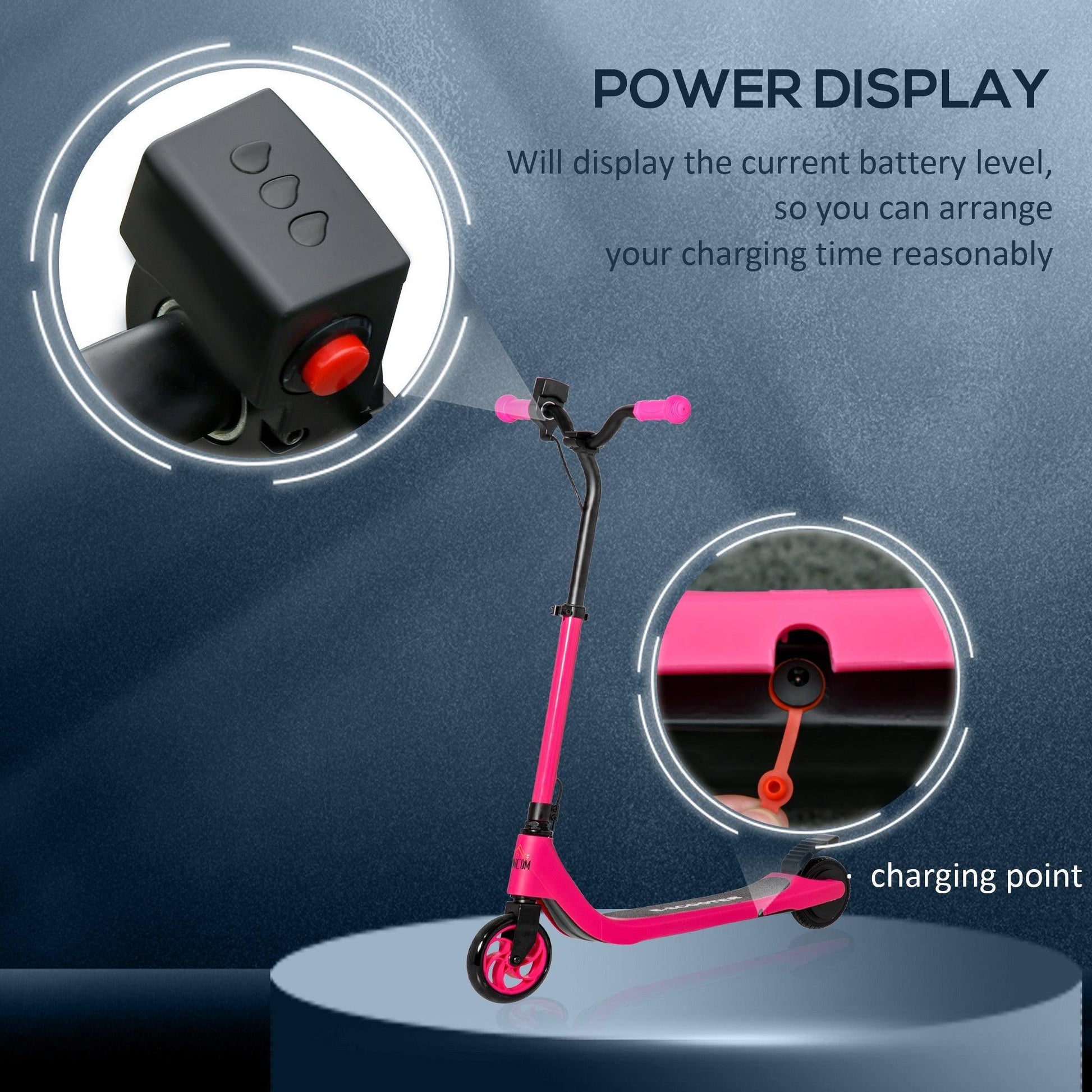 HOMCOM Pink Electric Scooter - 120W Motor, Battery Display - ALL4U RETAILER LTD