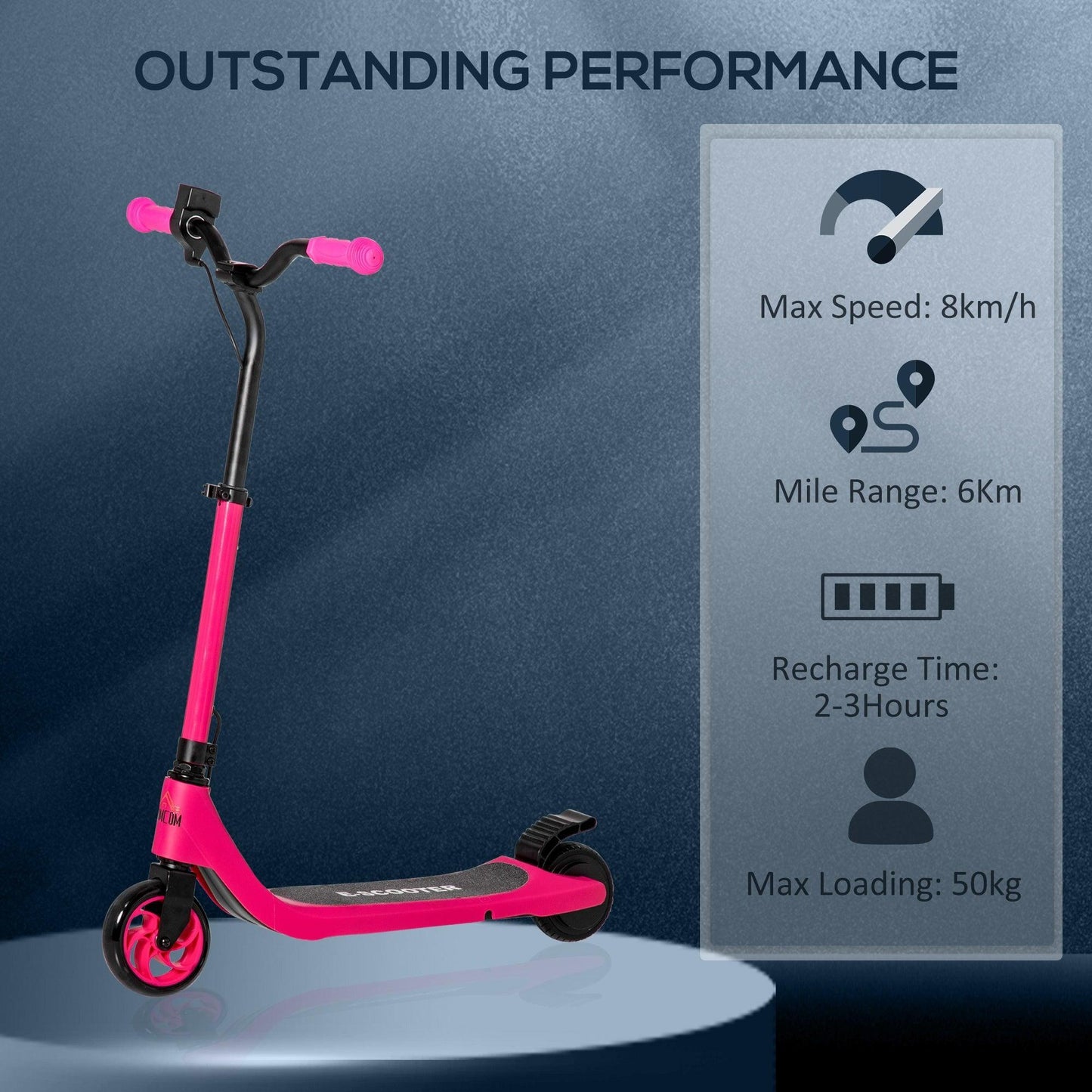 HOMCOM Pink Electric Scooter - 120W Motor, Battery Display - ALL4U RETAILER LTD