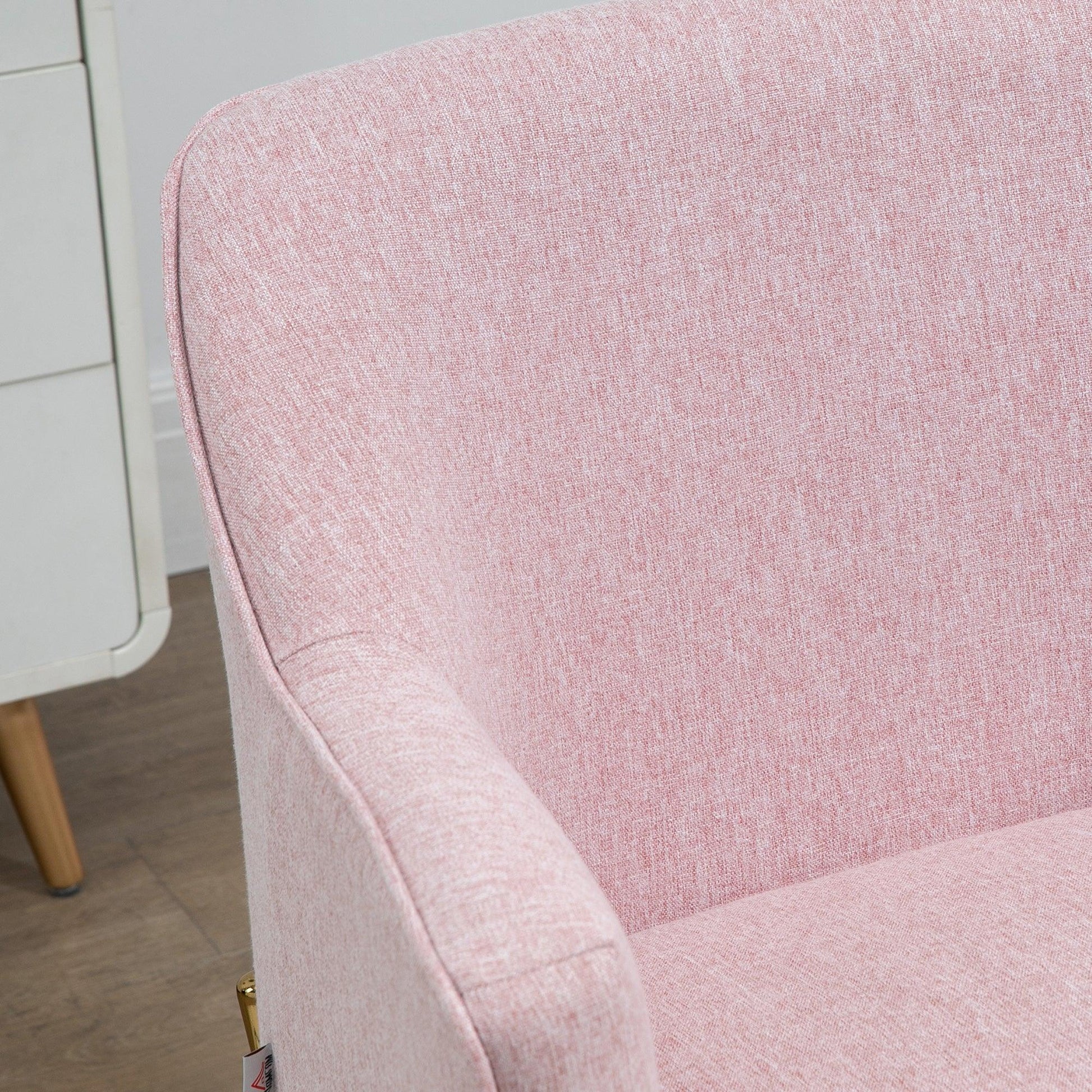 HOMCOM Pink Fabric Armchair with Metal Legs - ALL4U RETAILER LTD