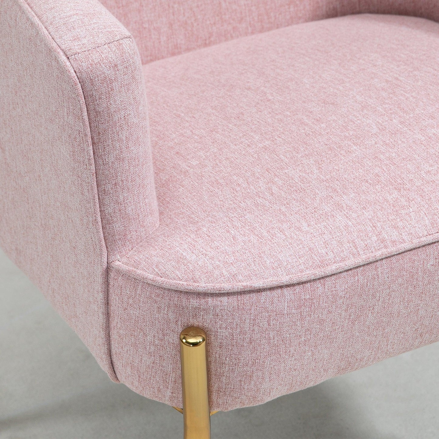 HOMCOM Pink Fabric Armchair with Metal Legs - ALL4U RETAILER LTD