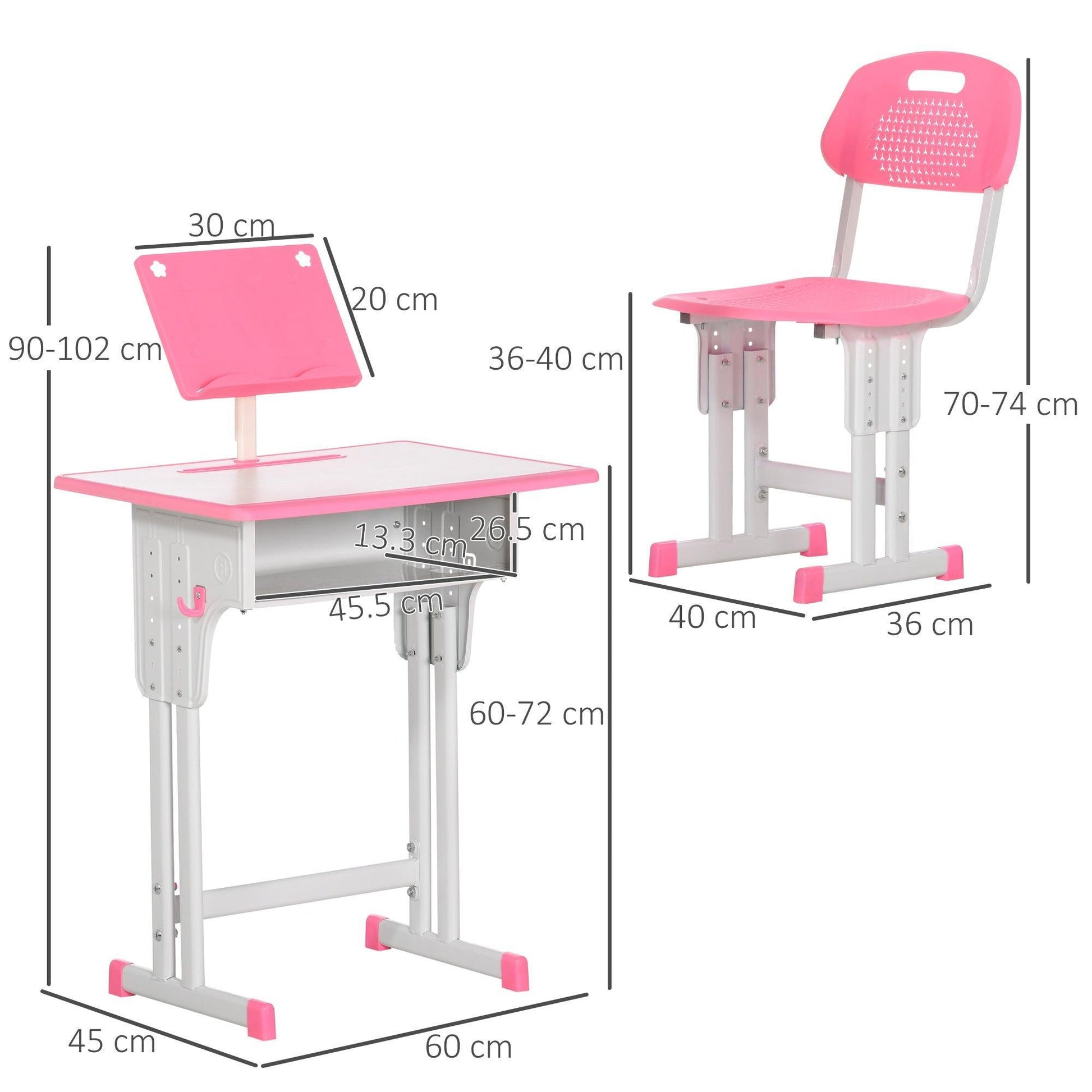 HOMCOM Pink Kids Desk Set - ALL4U RETAILER LTD