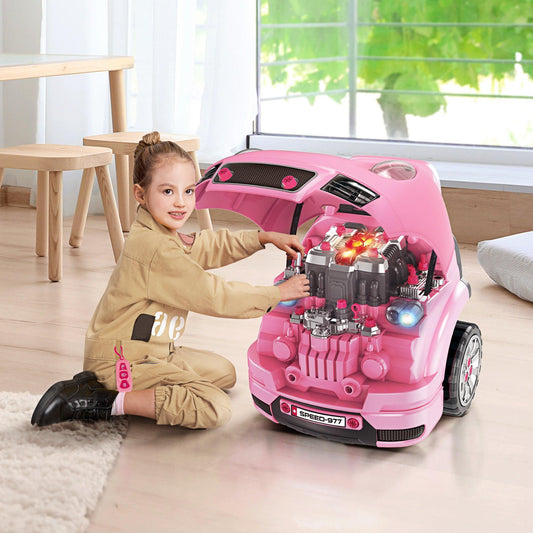 HOMCOM Pink Kids Truck Toy Set - Age 3-5, with Horn, Light - ALL4U RETAILER LTD