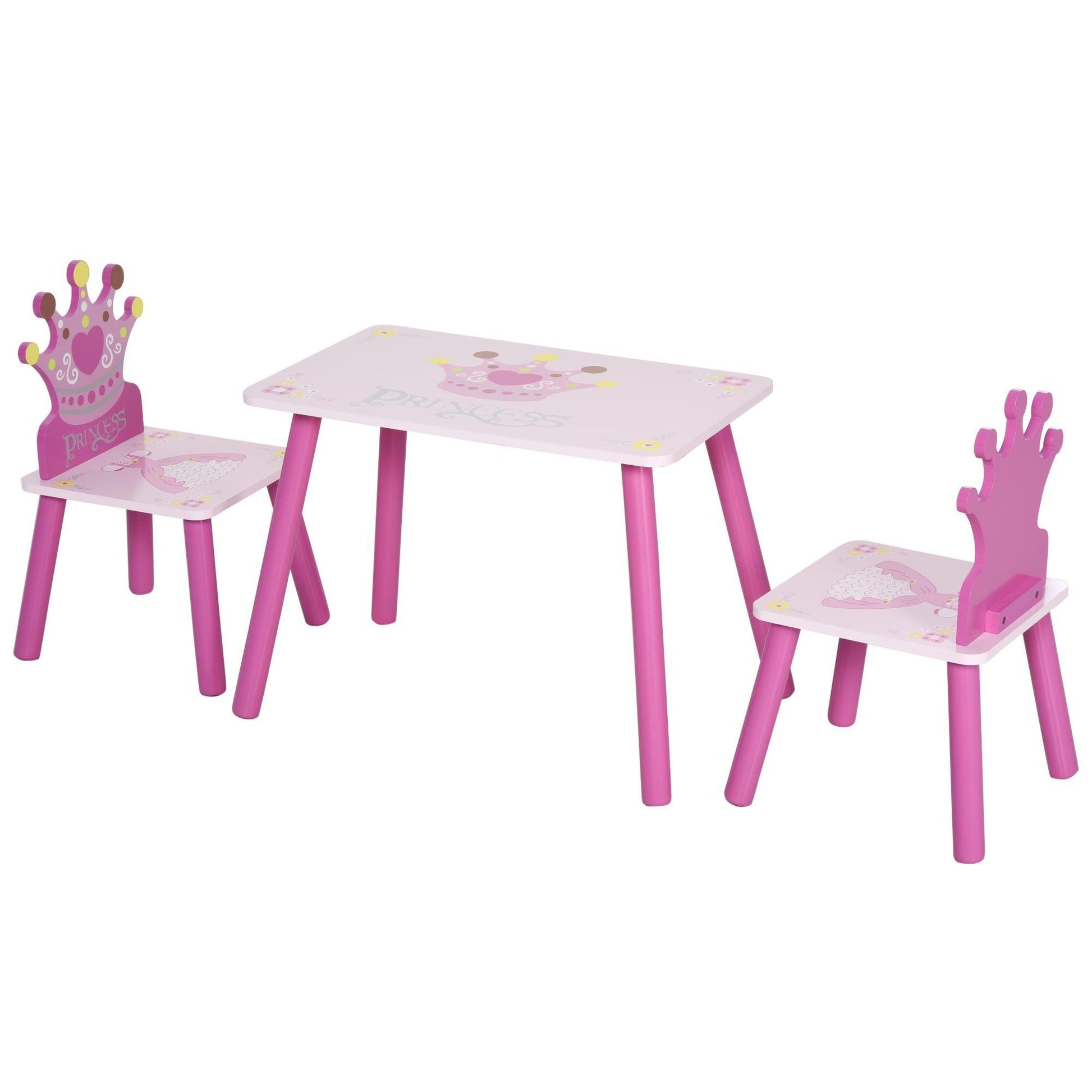 HOMCOM Pink Kids Wooden Table Chair Set for Girls - ALL4U RETAILER LTD