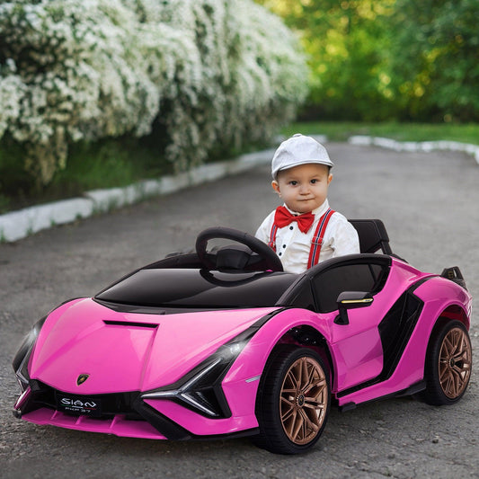 HOMCOM Pink Lamborghini SIAN Ride-On Car - ALL4U RETAILER LTD