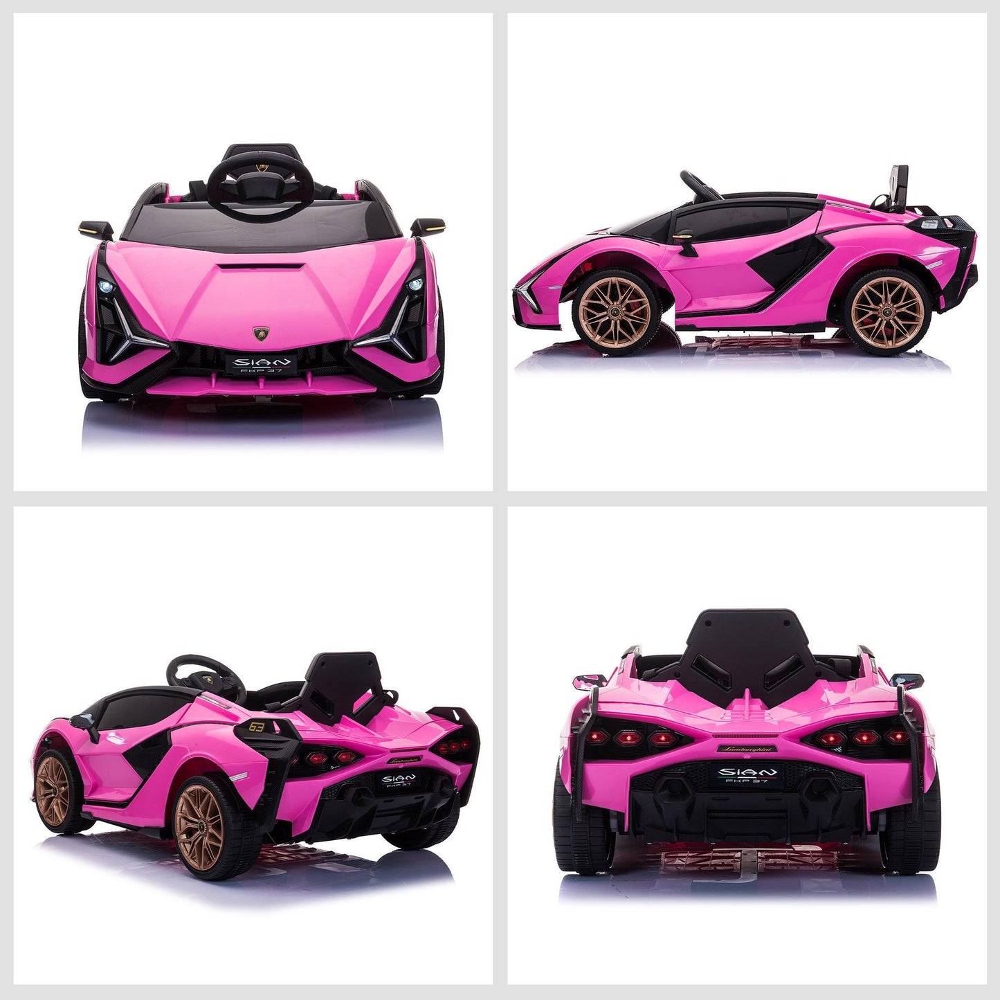 HOMCOM Pink Lamborghini SIAN Ride-On Car - ALL4U RETAILER LTD