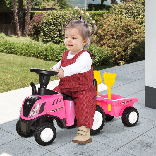 HOMCOM Pink Toddler Tractor: Ride-On Walker, Ages 1-3 - ALL4U RETAILER LTD