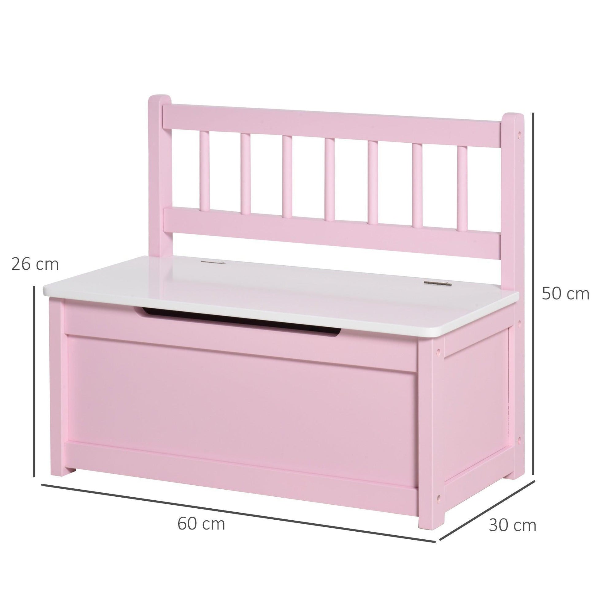 HOMCOM Pink Toy Box with Seat - 60x30x50cm - ALL4U RETAILER LTD