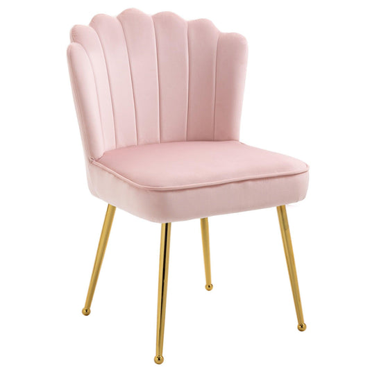 HOMCOM Pink Velvet Accent Chair with Metal Legs - ALL4U RETAILER LTD