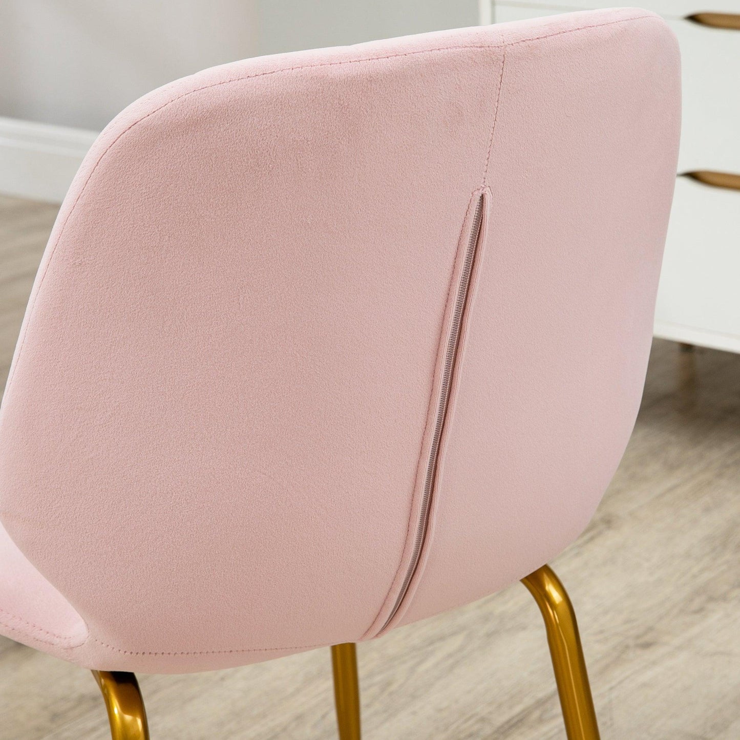 HOMCOM Pink Velvet Dining Chairs - Set of 2 - ALL4U RETAILER LTD