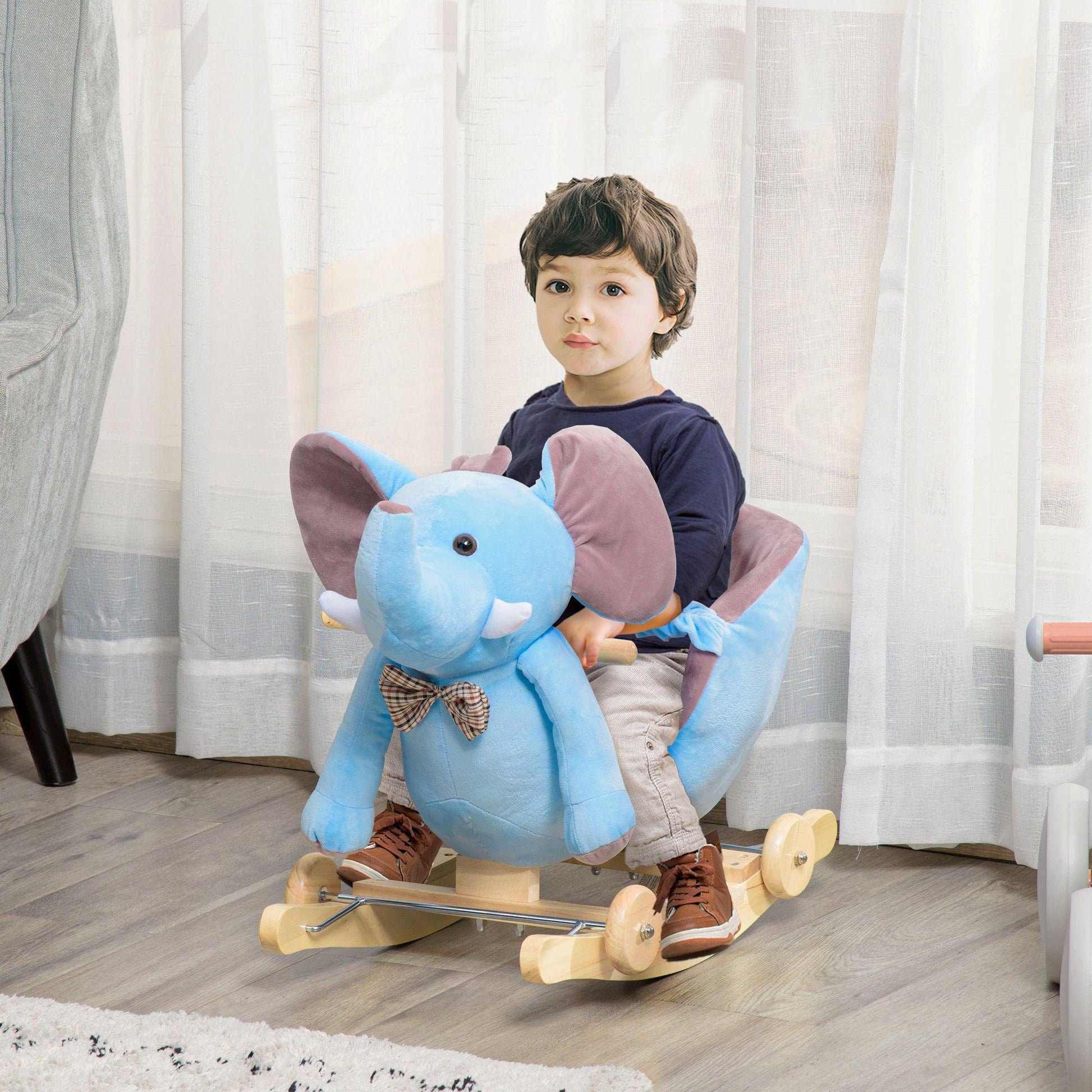 HOMCOM Plush Baby Elephant Rocker Toy - ALL4U RETAILER LTD