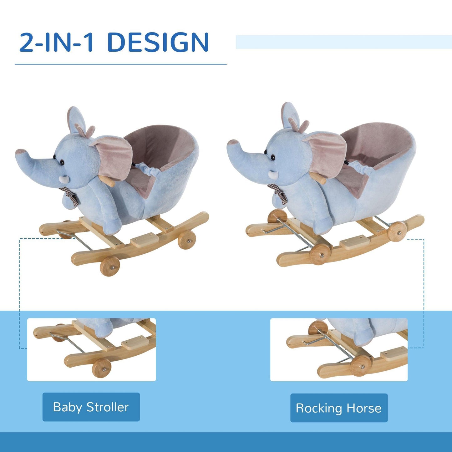 HOMCOM Plush Baby Elephant Rocker Toy - ALL4U RETAILER LTD