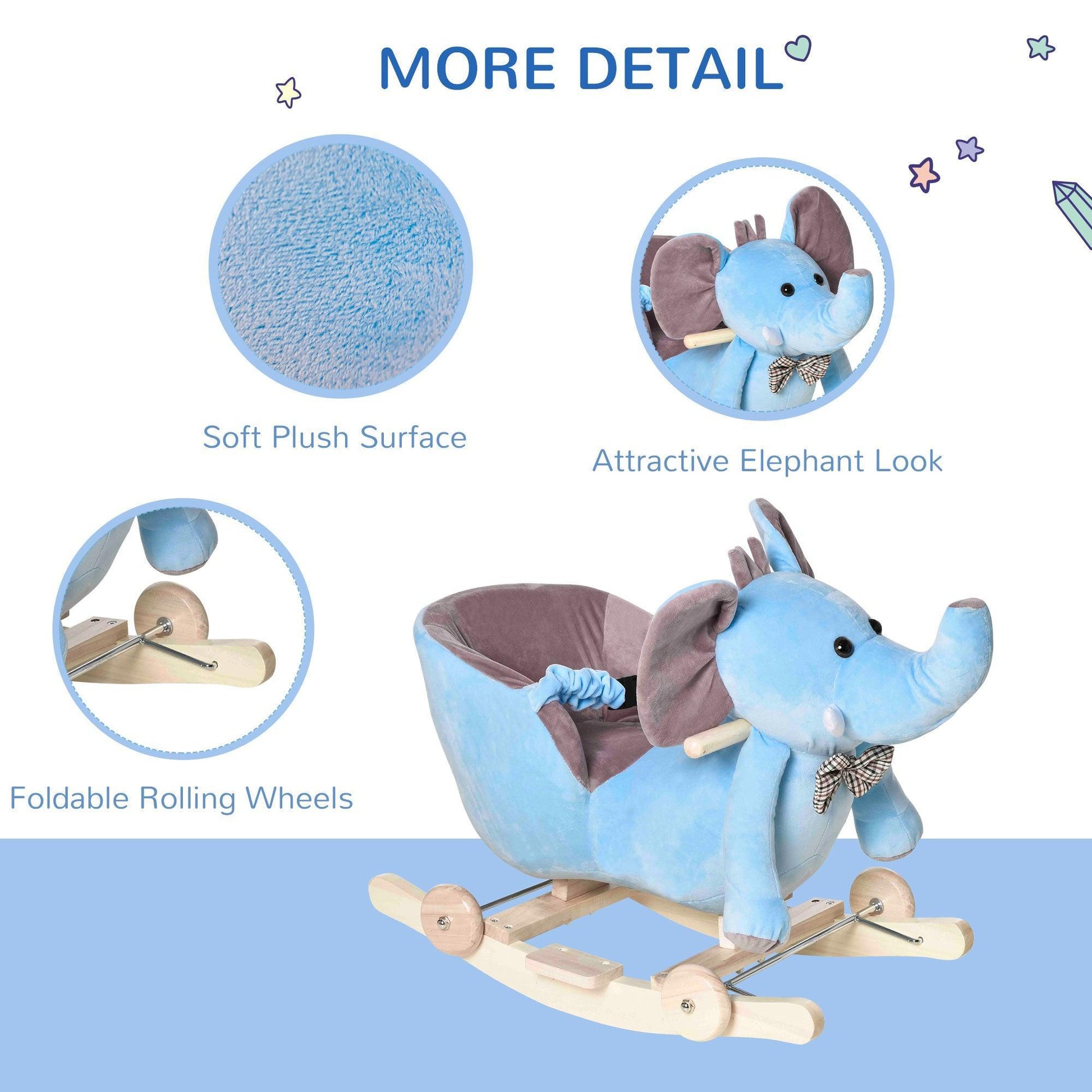 HOMCOM Plush Baby Elephant Rocker Toy - ALL4U RETAILER LTD