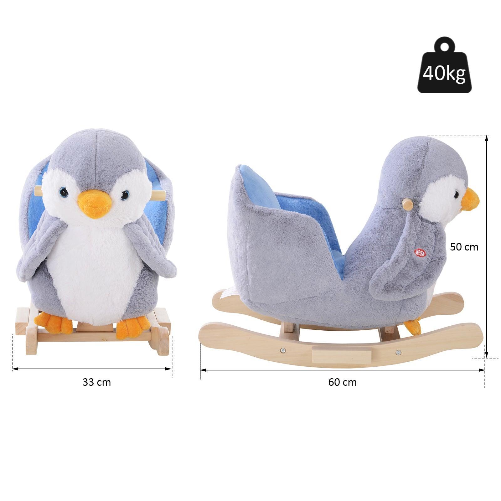 HOMCOM Plush Musical Penguin Rocker - ALL4U RETAILER LTD