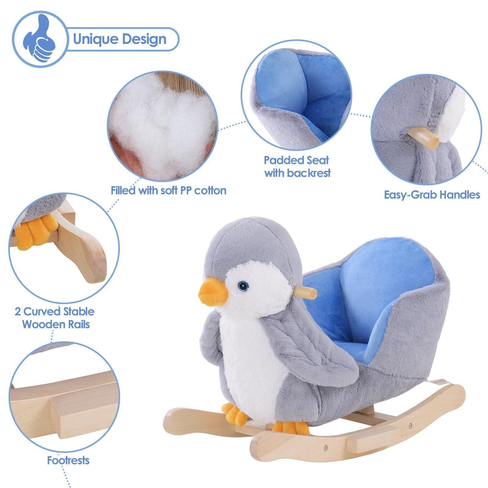 HOMCOM Plush Musical Penguin Rocker - ALL4U RETAILER LTD