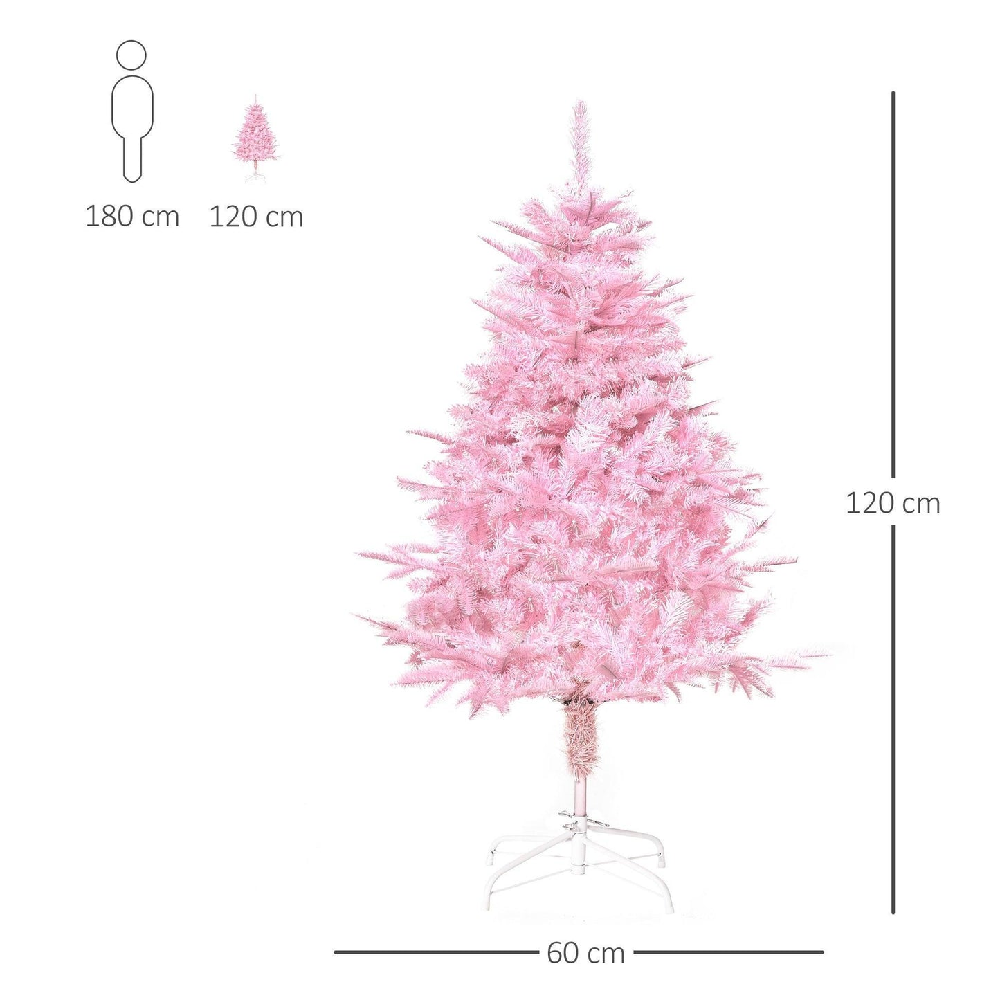 HOMCOM Pop-up Pink Christmas Tree - 4FT - Automatic Open - ALL4U RETAILER LTD