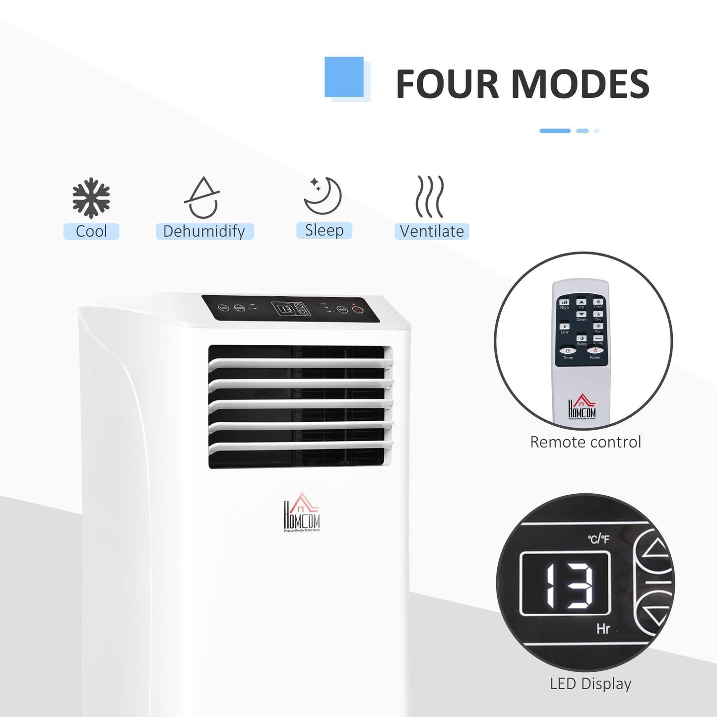 HOMCOM Portable AC: Remote Control, Timer, Cooling, Dehumidifying - ALL4U RETAILER LTD