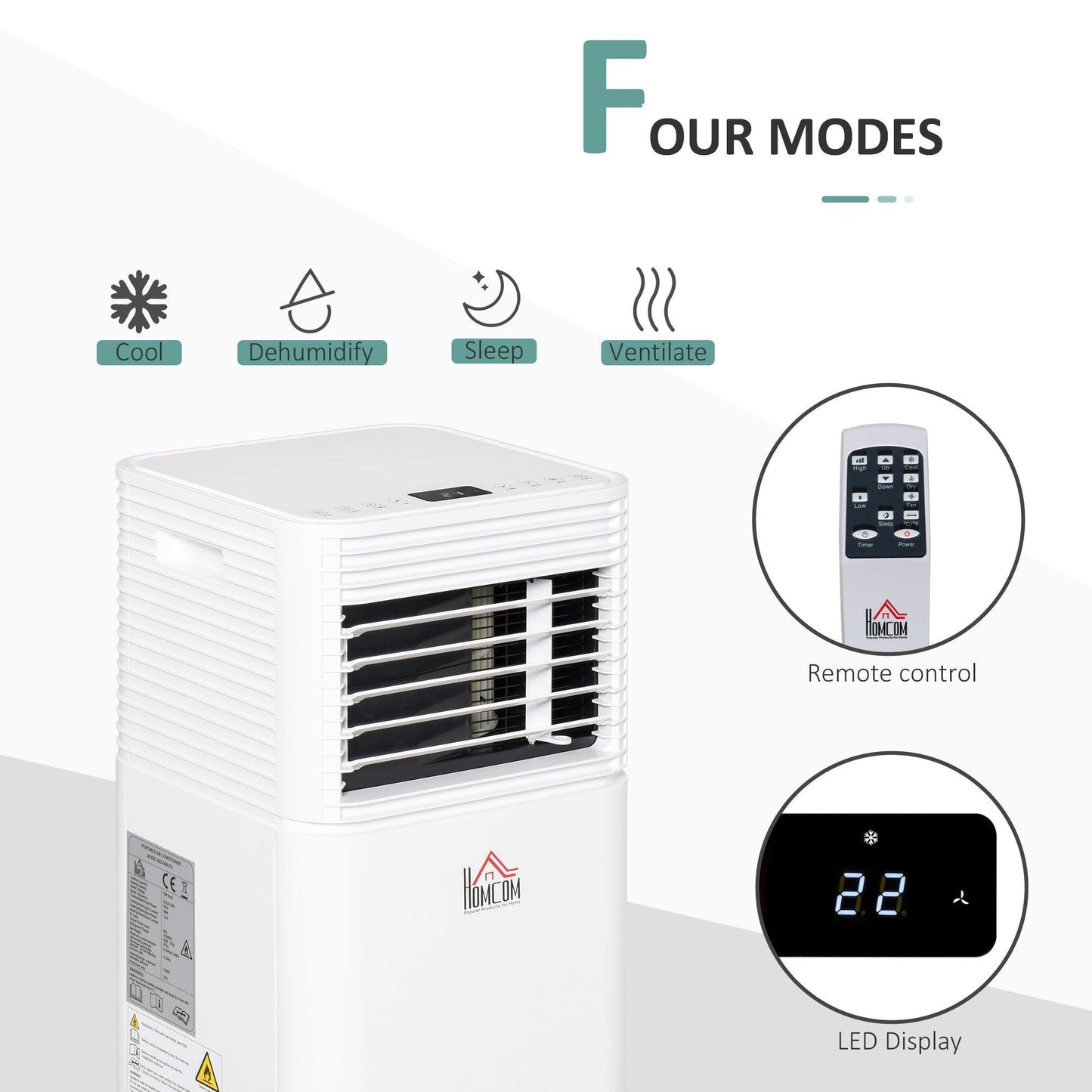HOMCOM Portable Air Conditioner - 9000 BTU Cooling - ALL4U RETAILER LTD