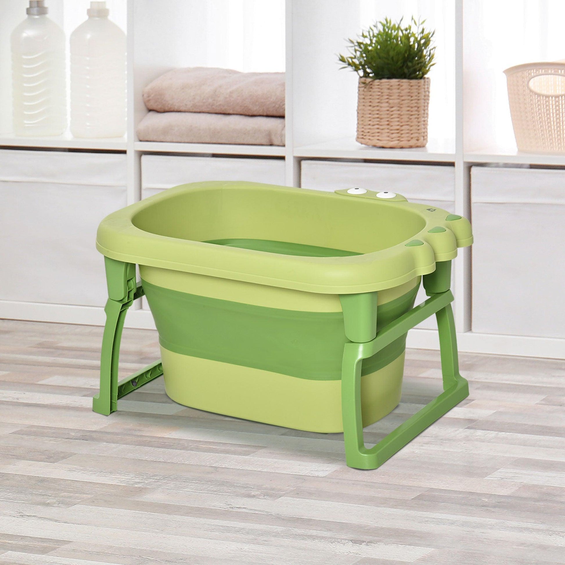 HOMCOM Portable Baby Bath Tub with Stool Seat - ALL4U RETAILER LTD