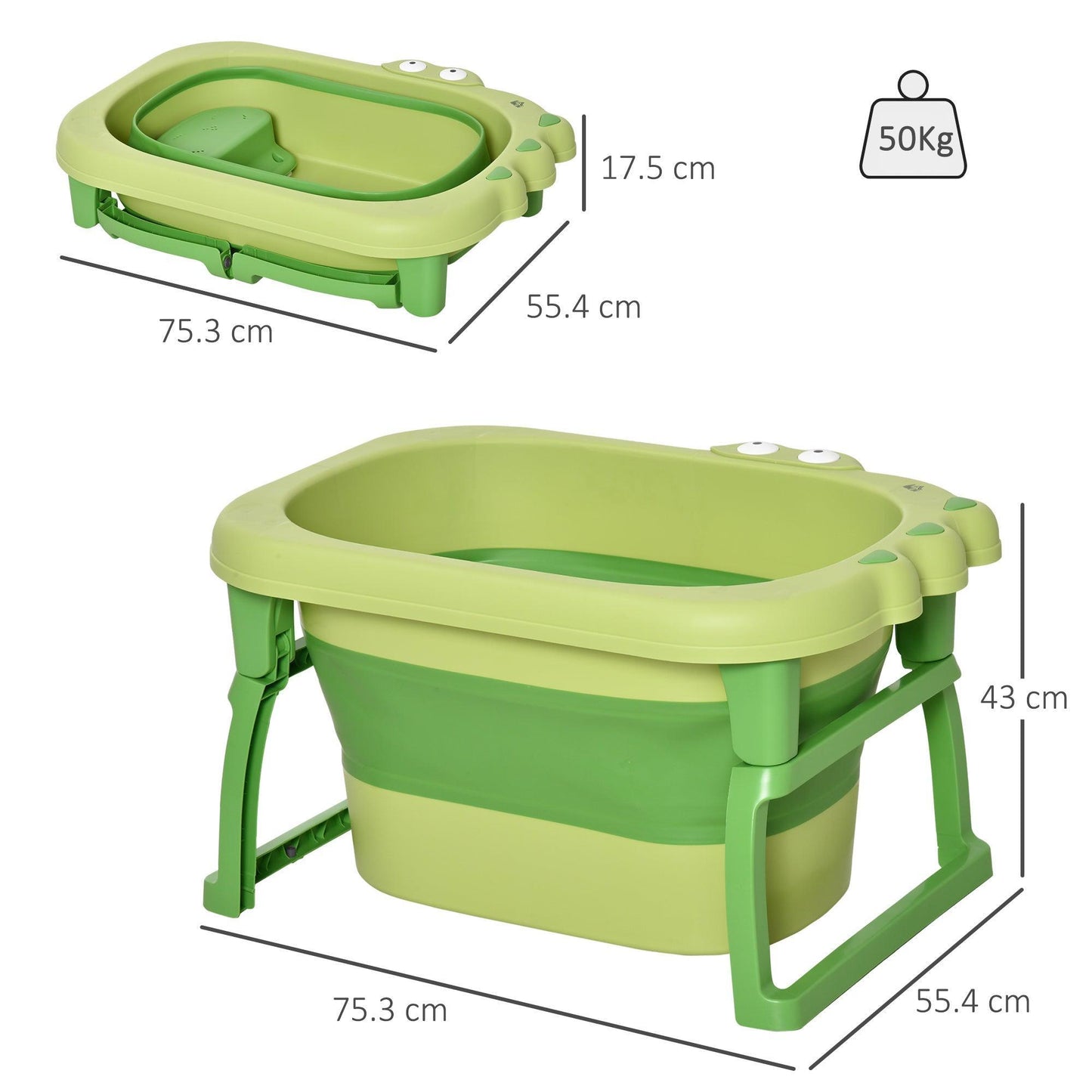 HOMCOM Portable Baby Bath Tub with Stool Seat - ALL4U RETAILER LTD