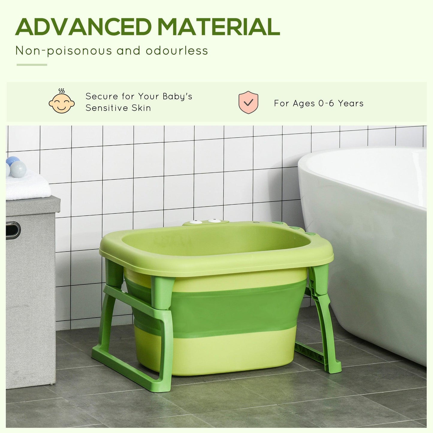 HOMCOM Portable Baby Bath Tub with Stool Seat - ALL4U RETAILER LTD