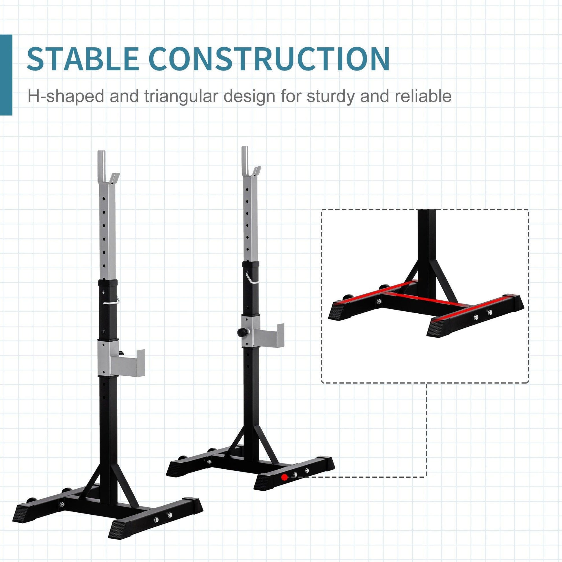 HOMCOM Portable Barbell Squat Rack - Adjustable & Easy-to-use - ALL4U RETAILER LTD