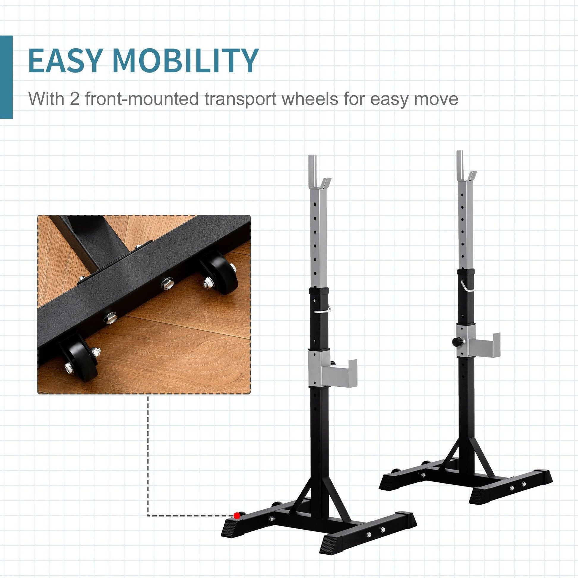 HOMCOM Portable Barbell Squat Rack - Adjustable & Easy-to-use - ALL4U RETAILER LTD