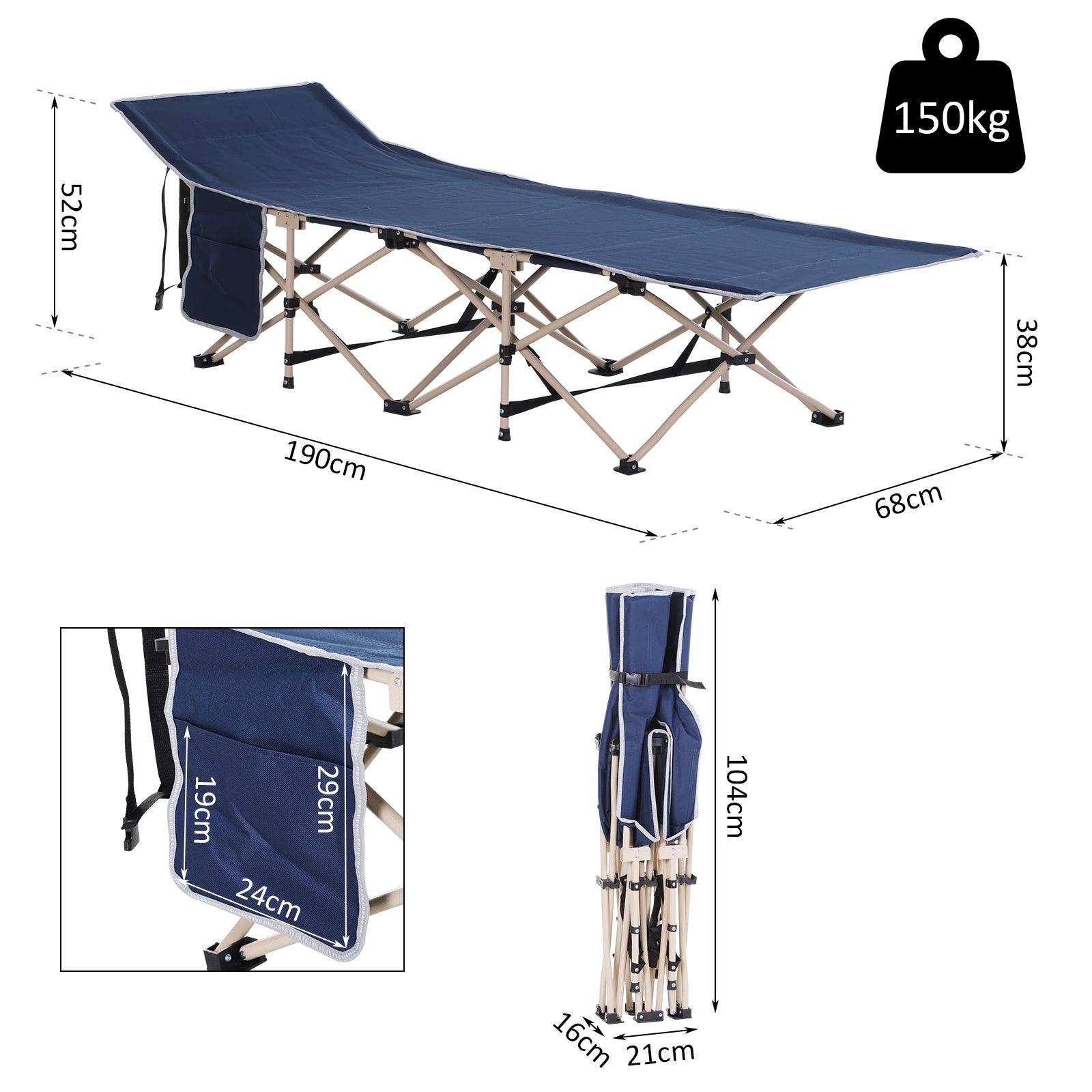 HOMCOM Portable Blue Camping Cot with Bag - ALL4U RETAILER LTD