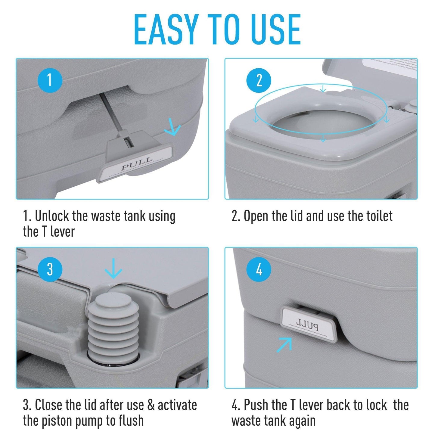 HOMCOM Portable Camping Toilet, Grey - ALL4U RETAILER LTD