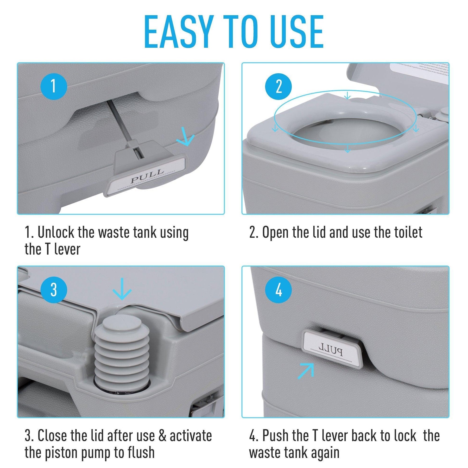 HOMCOM Portable Camping Toilet, Grey - ALL4U RETAILER LTD