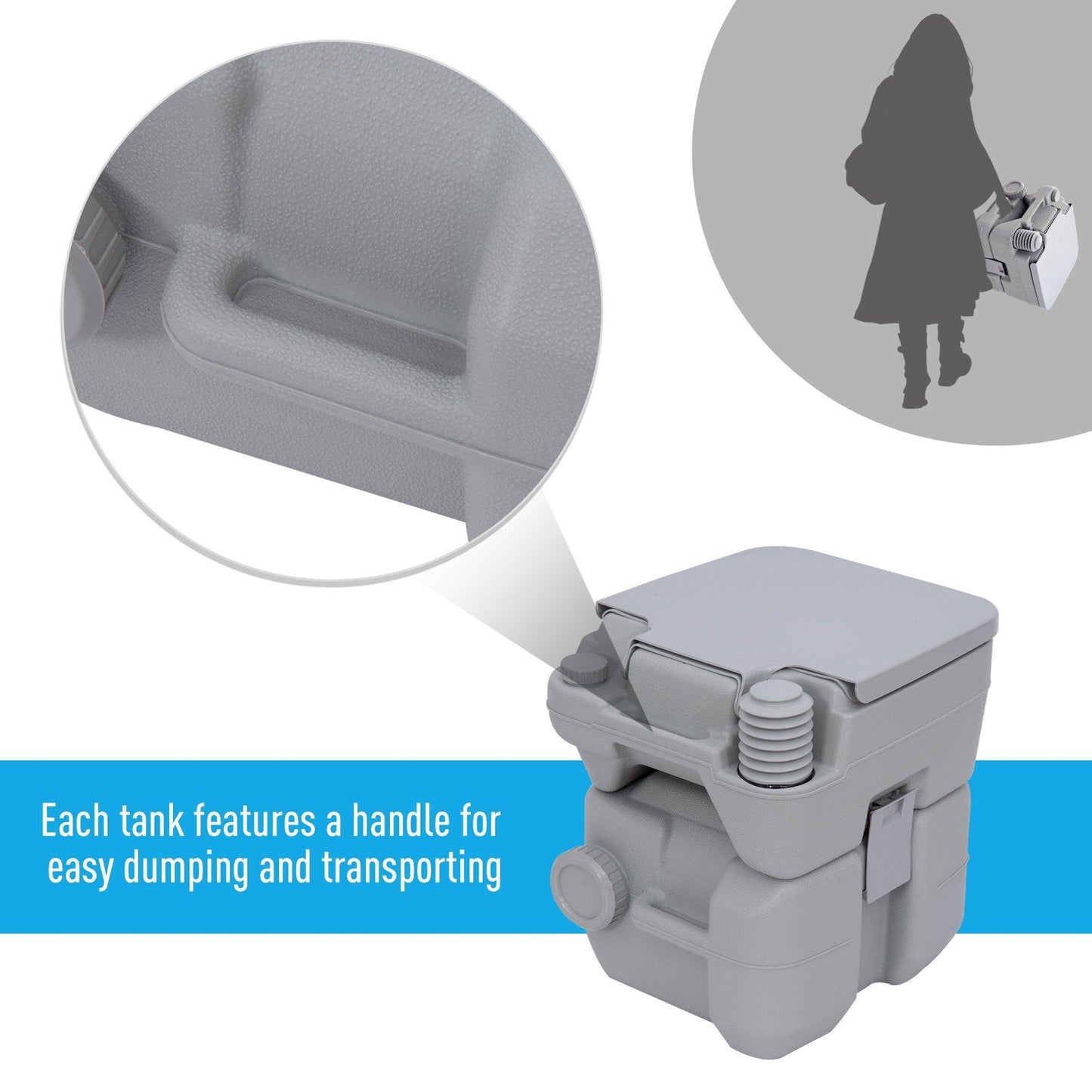 HOMCOM Portable Camping Toilet, Grey - ALL4U RETAILER LTD