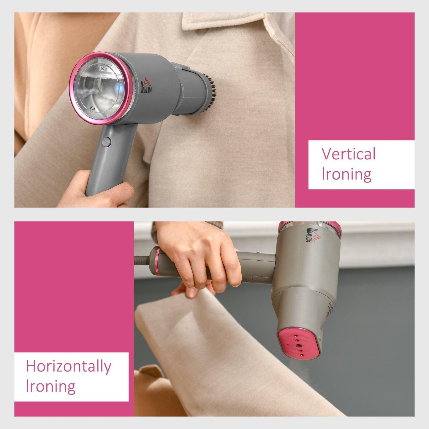 HOMCOM Portable Clothes Steamer - Fast Heat-up, Versatile Options - ALL4U RETAILER LTD