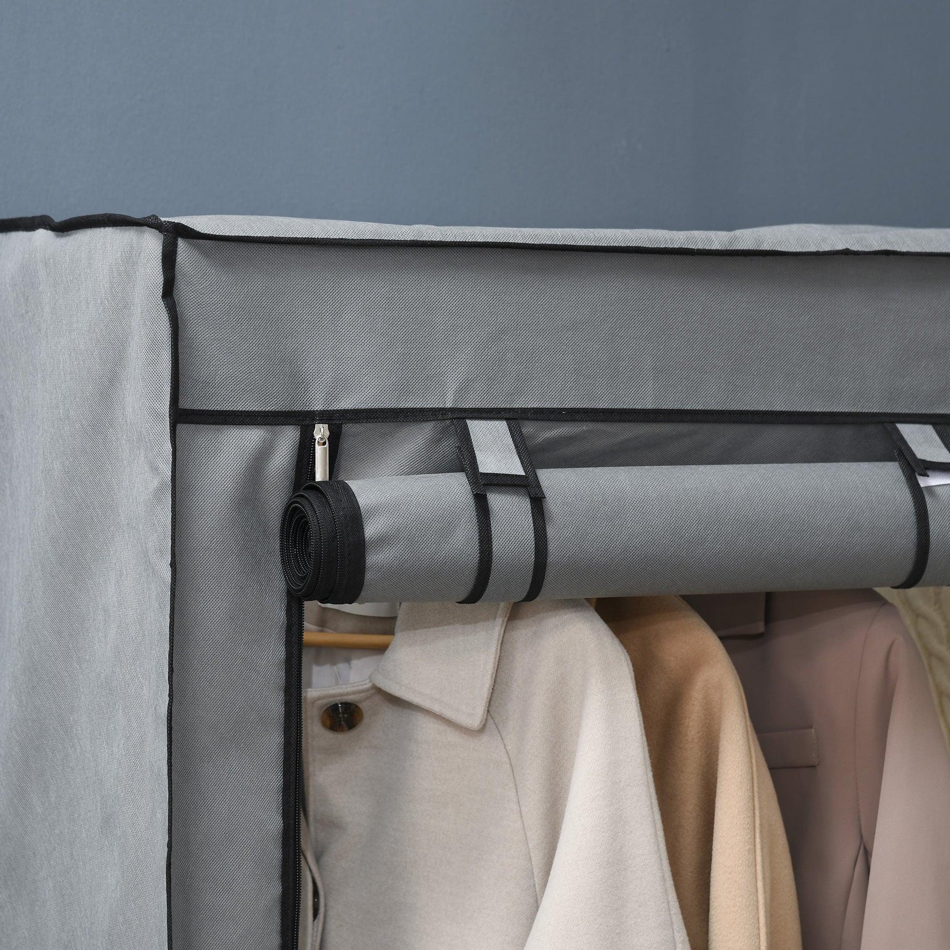 homcom Portable Fabric Wardrobe, 4 Shelves, 2 Hanging Rails - ALL4U RETAILER LTD