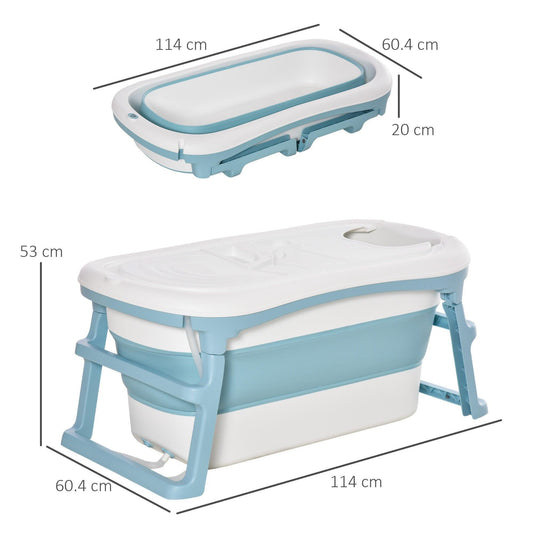 HOMCOM Portable Folding Baby Bath Tub for Kids 1-12 Years, Blue - ALL4U RETAILER LTD