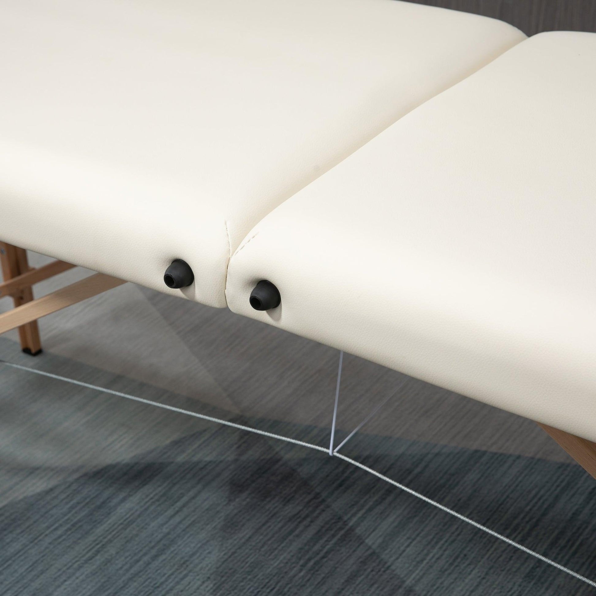 HOMCOM Portable Massage Table, 2-Section Foldable Bed - Cream - ALL4U RETAILER LTD