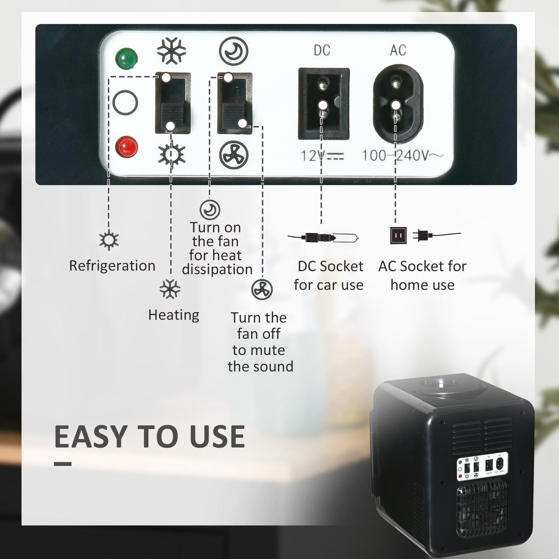 HOMCOM Portable Mini Fridge: AC+DC Cooler & Warmer - ALL4U RETAILER LTD