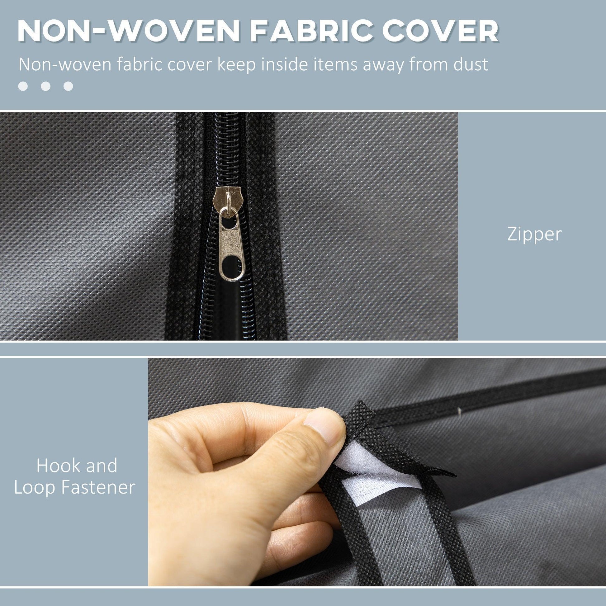 HOMCOM Portable Wardrobe with Shelving & Hanging, Dark Grey - ALL4U RETAILER LTD