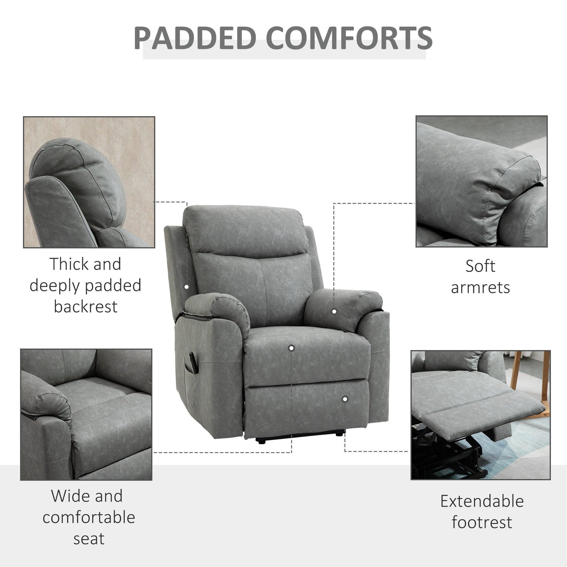 HOMCOM Elderly Power Lift Recliner Chair | Remote Control | Grey - ALL4U RETAILER LTD