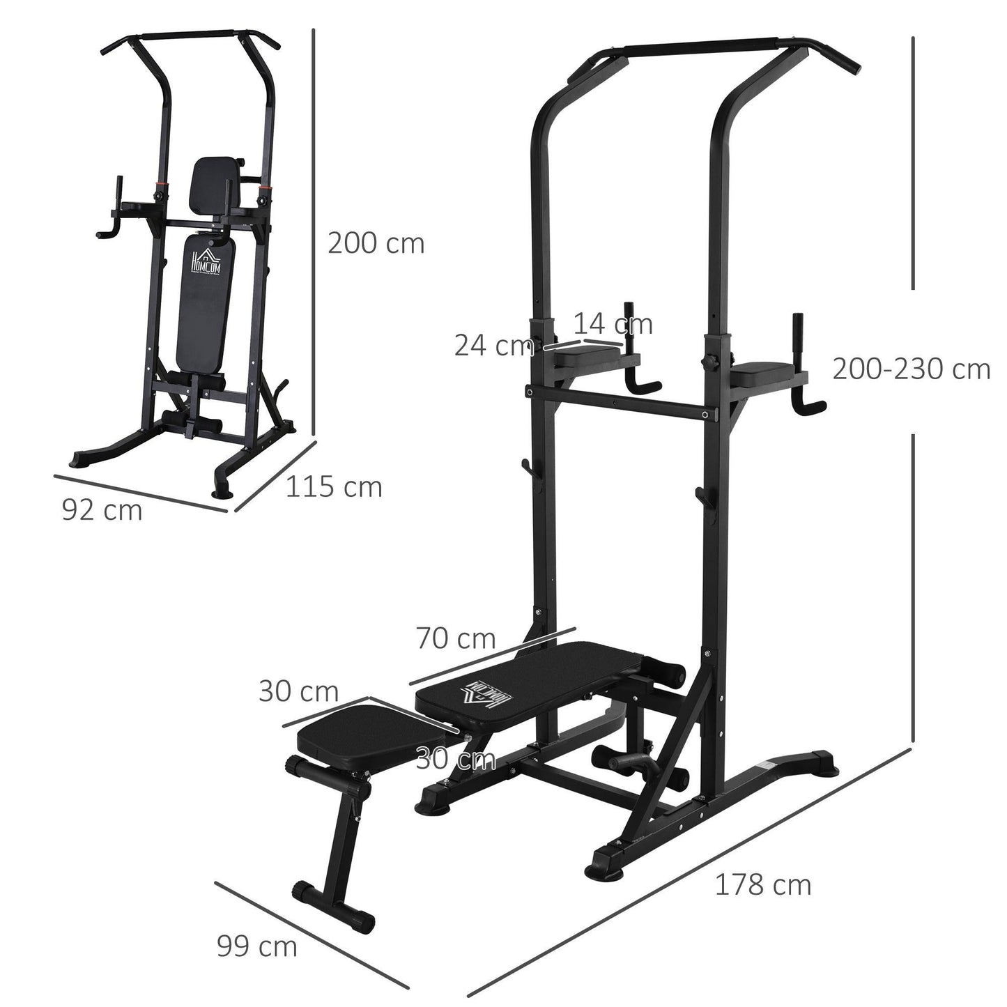 HOMCOM Power Tower with Bench: Fitness Equipment - ALL4U RETAILER LTD