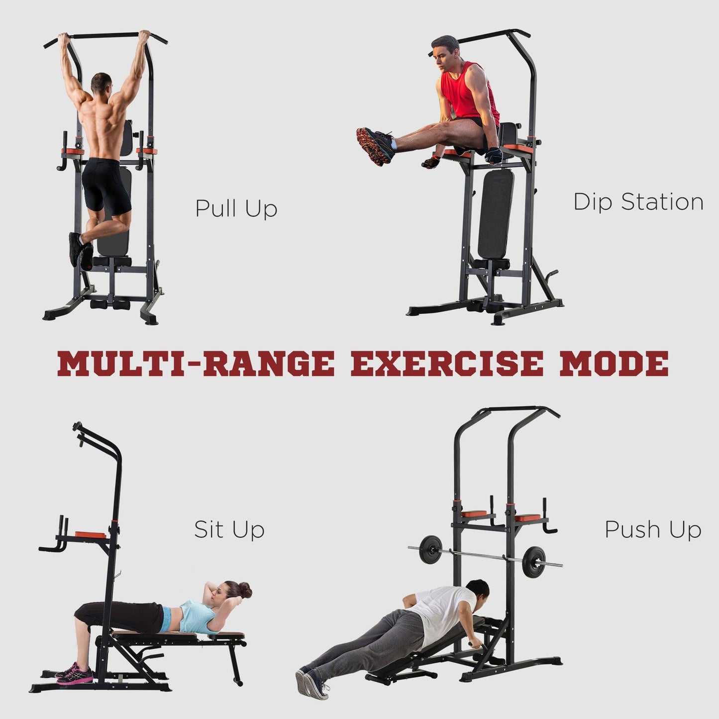 HOMCOM Power Tower with Bench: Fitness Equipment - ALL4U RETAILER LTD