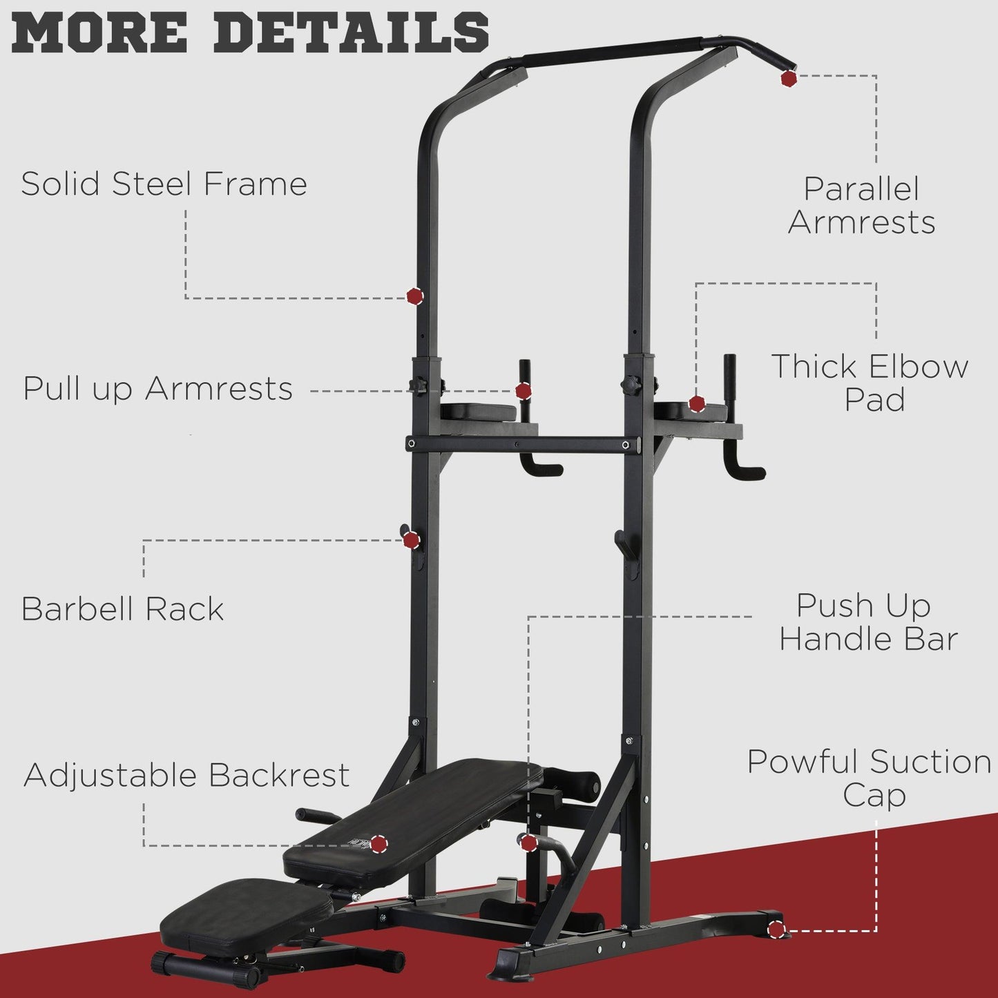 HOMCOM Power Tower with Bench: Fitness Equipment - ALL4U RETAILER LTD