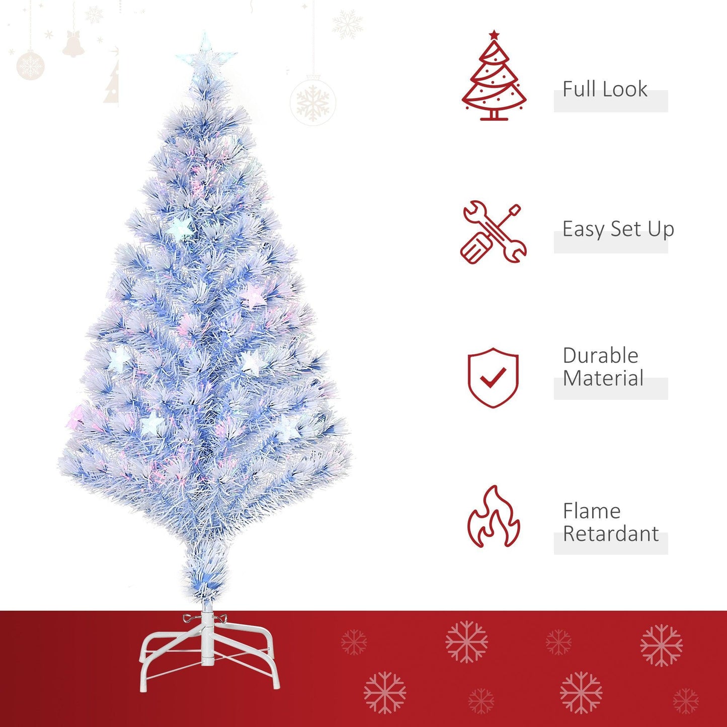 HOMCOM Pre-Lit 4FT White Blue Christmas Tree - 26 LEDs - ALL4U RETAILER LTD