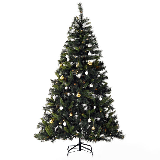 HOMCOM Pre-Lit Christmas Tree 6ft, 200 LED Lights - ALL4U RETAILER LTD