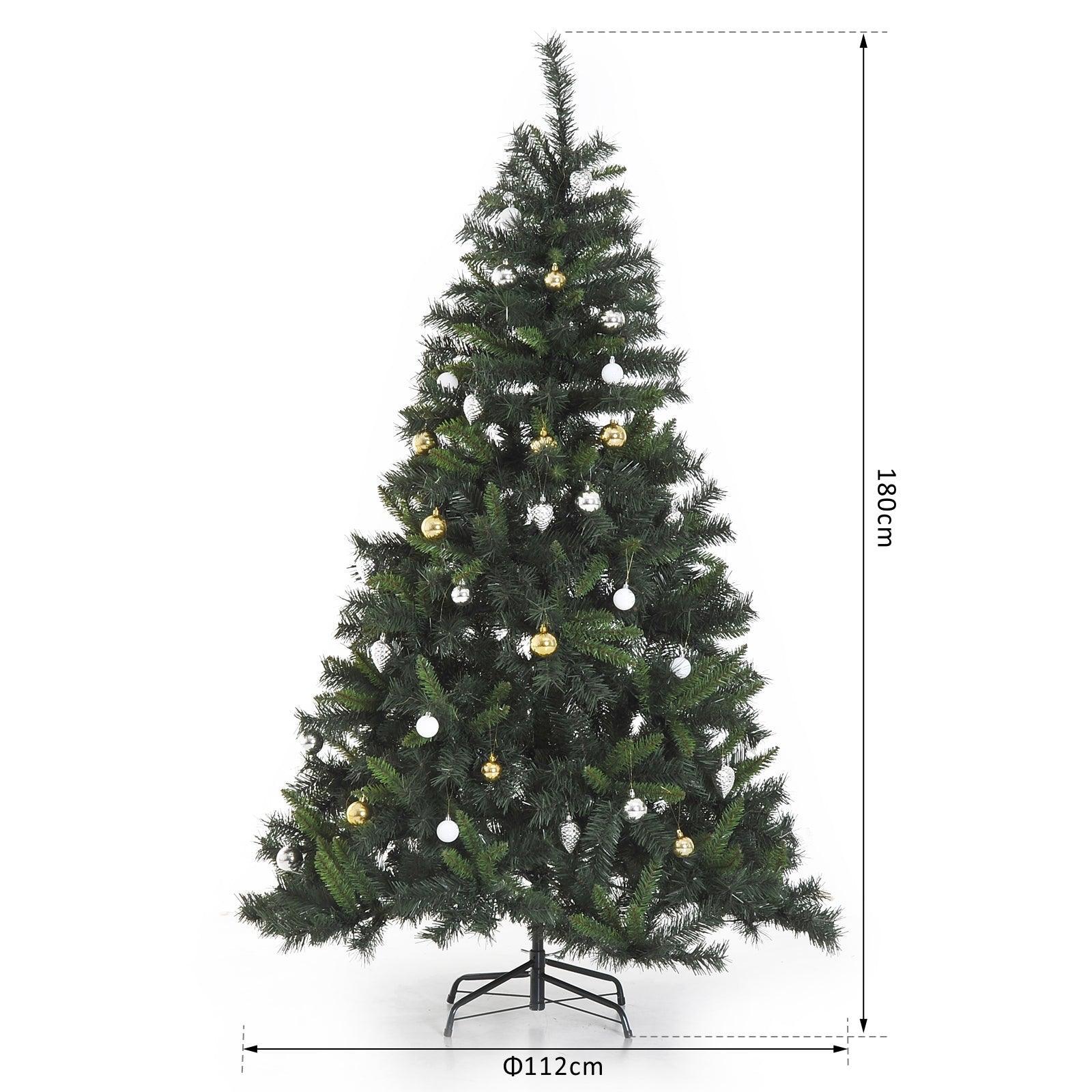 HOMCOM Pre-Lit Christmas Tree 6ft, 200 LED Lights - ALL4U RETAILER LTD