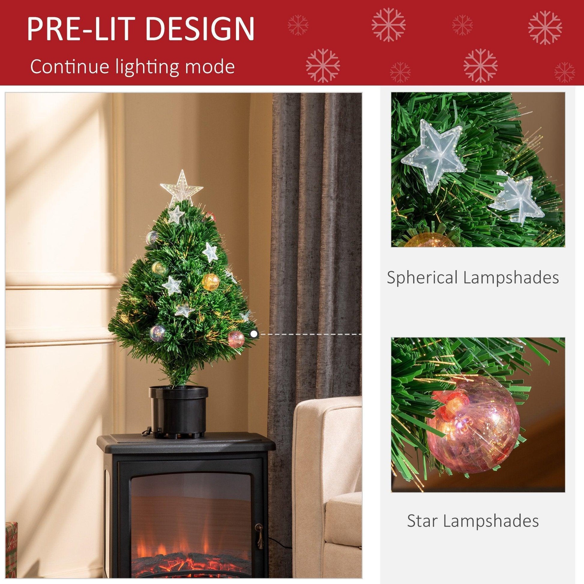 HOMCOM Pre-Lit Green Christmas Tree with LED Lights - ALL4U RETAILER LTD