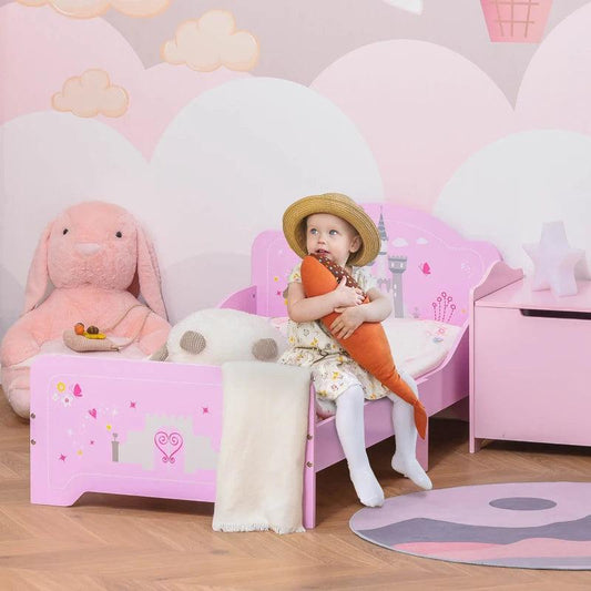 HOMCOM Princess Castle Kids Bed - Pink (143x73x60cm) - ALL4U RETAILER LTD
