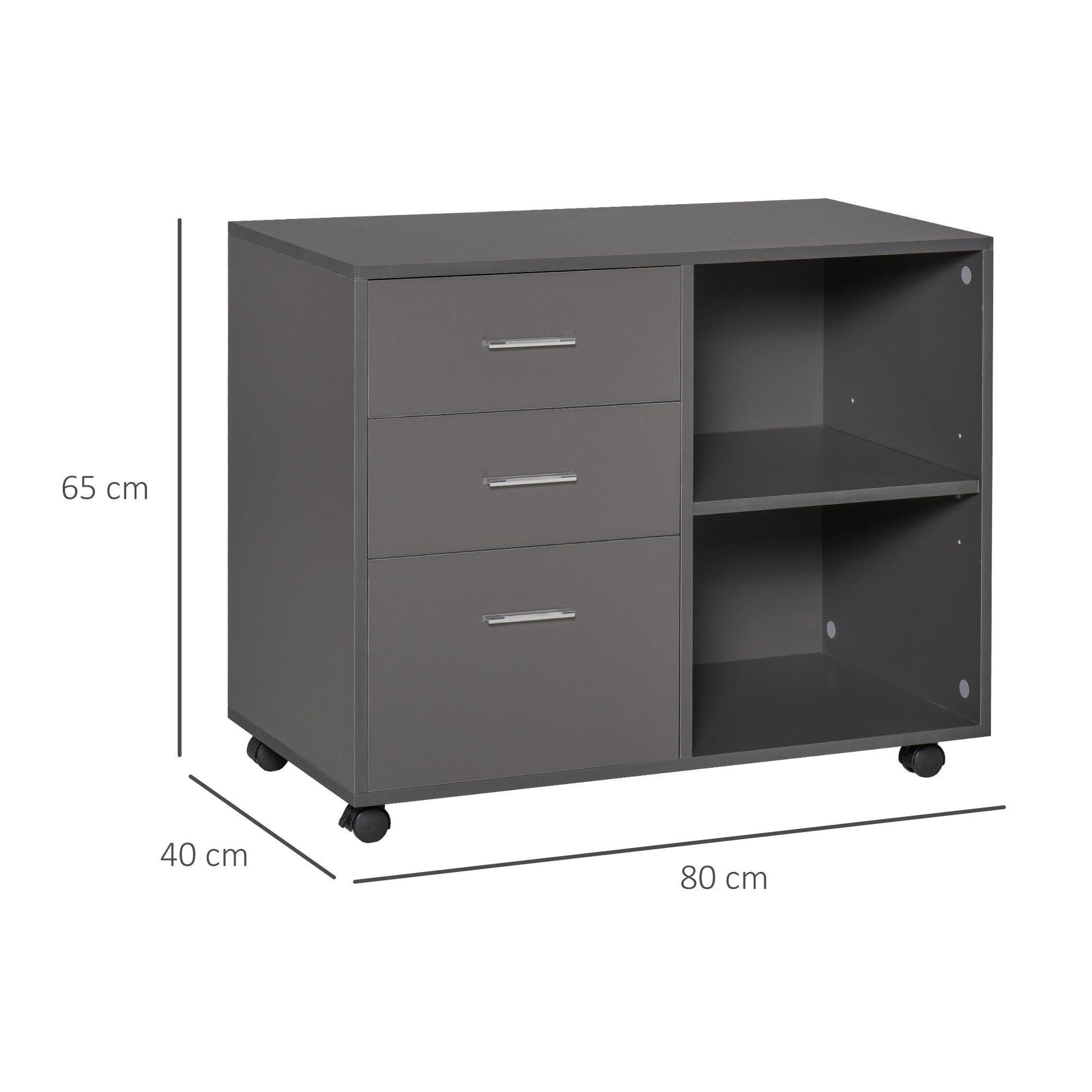 HOMCOM Printer Stand with Storage: Modern 3 Drawers & Shelves - ALL4U RETAILER LTD