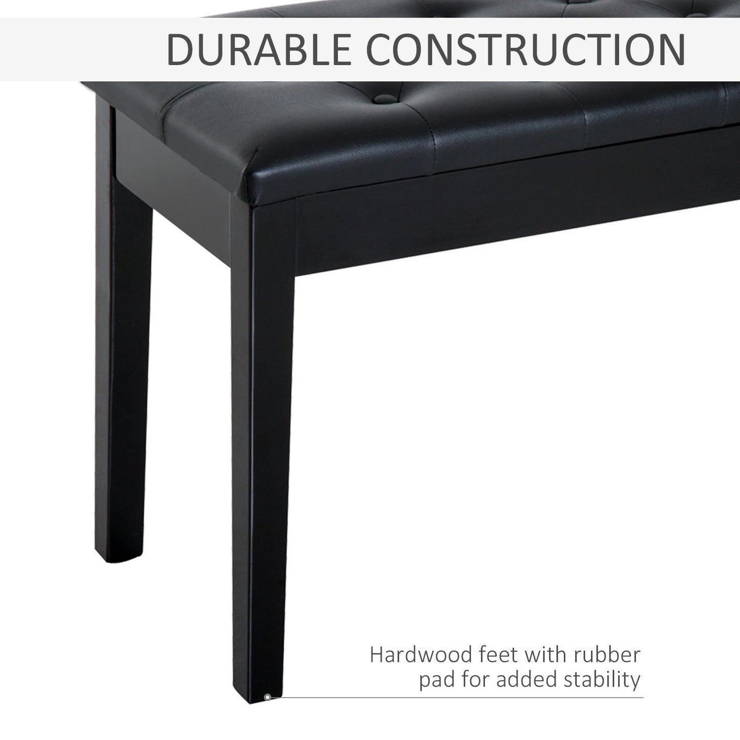 HOMCOM Black Piano Stool with Storage, 76x36x50cm - ALL4U RETAILER LTD