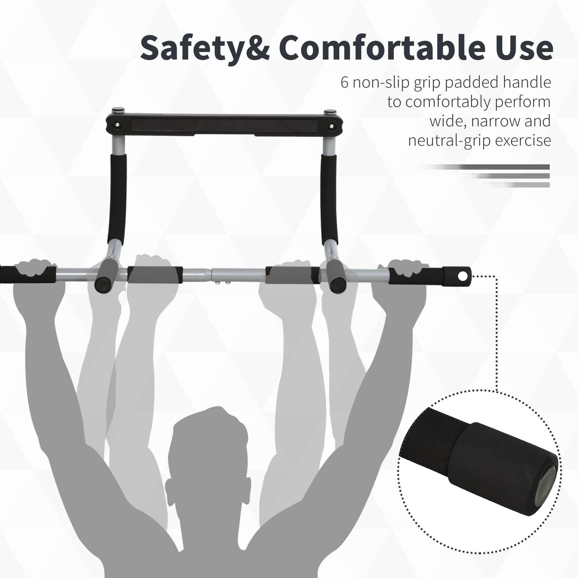 HOMCOM Pull-Up Bar for Doorway - Indoor Upper Body Workout - ALL4U RETAILER LTD